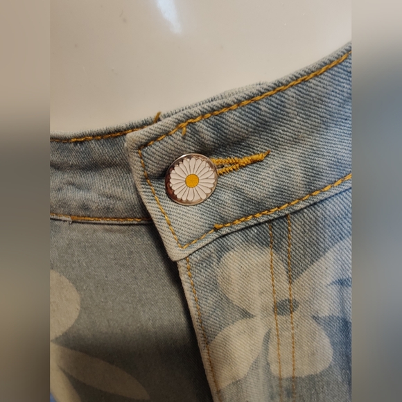 NWOT Floral Print Straight Leg Jeans High Waist Zipper Fly CasualDenim Long Pant - Picture 5 of 10